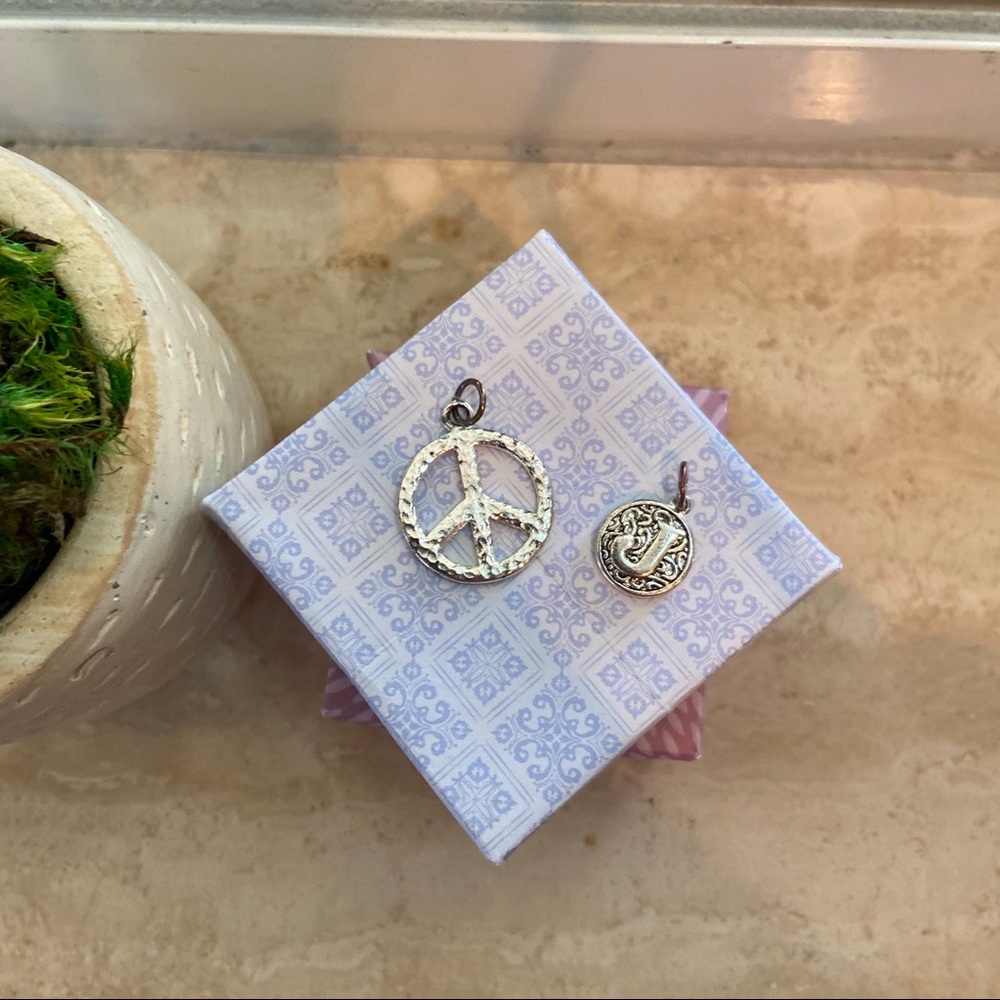 ✨Sterling Silver J and Peace Sign Pendants✨
